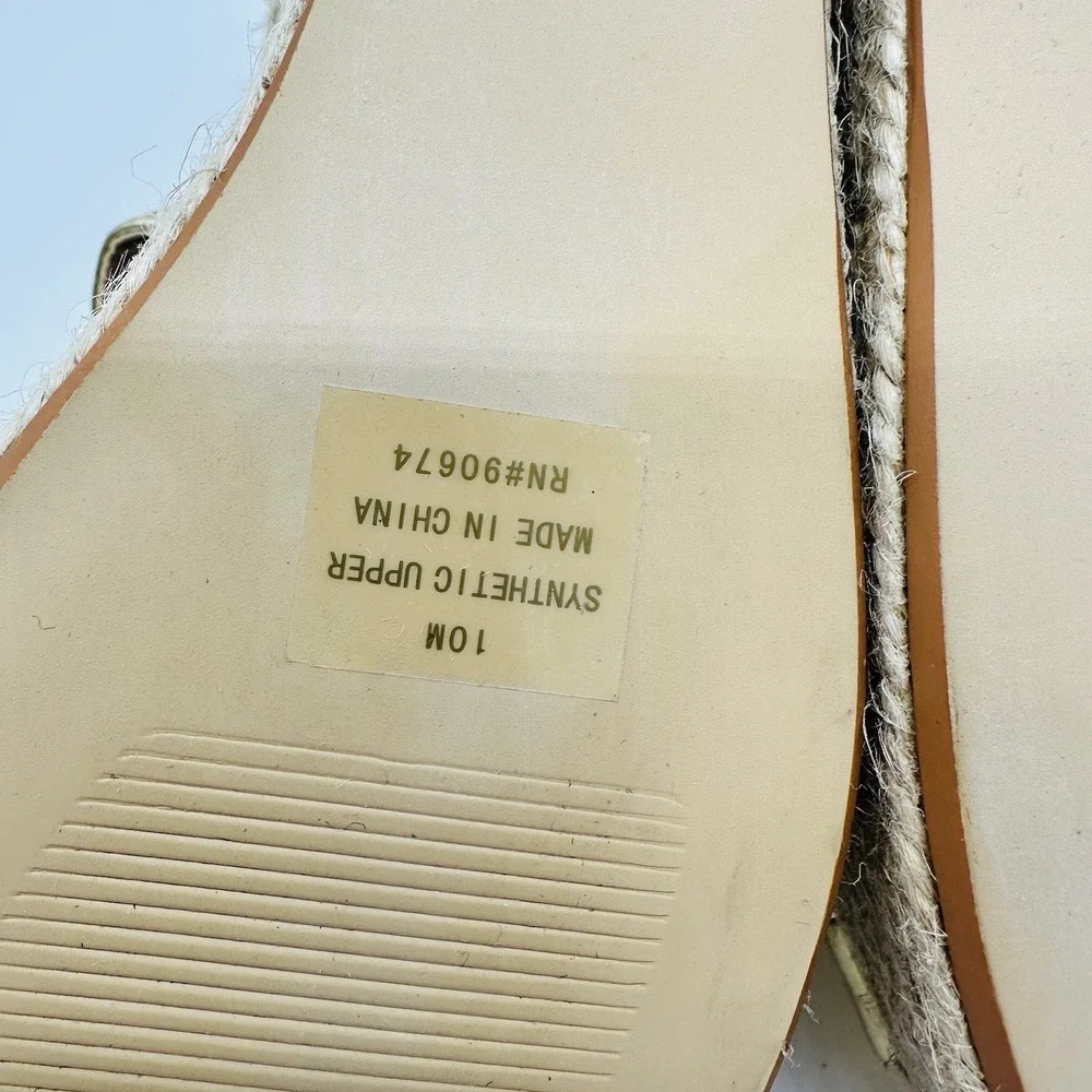 Boston Proper Women's Sz 10 Gold Espadrille Wedge Heel Sandal Resort Girlie